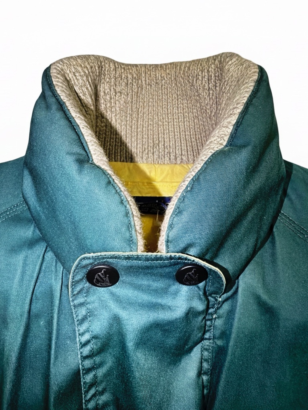 VTG Men’s Nautica Goose Down Puffer Coat | Green | Leather Arm Patches | Large - Picture 9 of 15